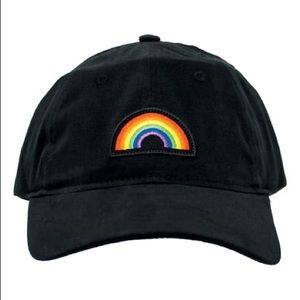 PETER GRIMM EMBROIDERED RAINBOW CAP BLACK OS ADJUSTABLE NWT